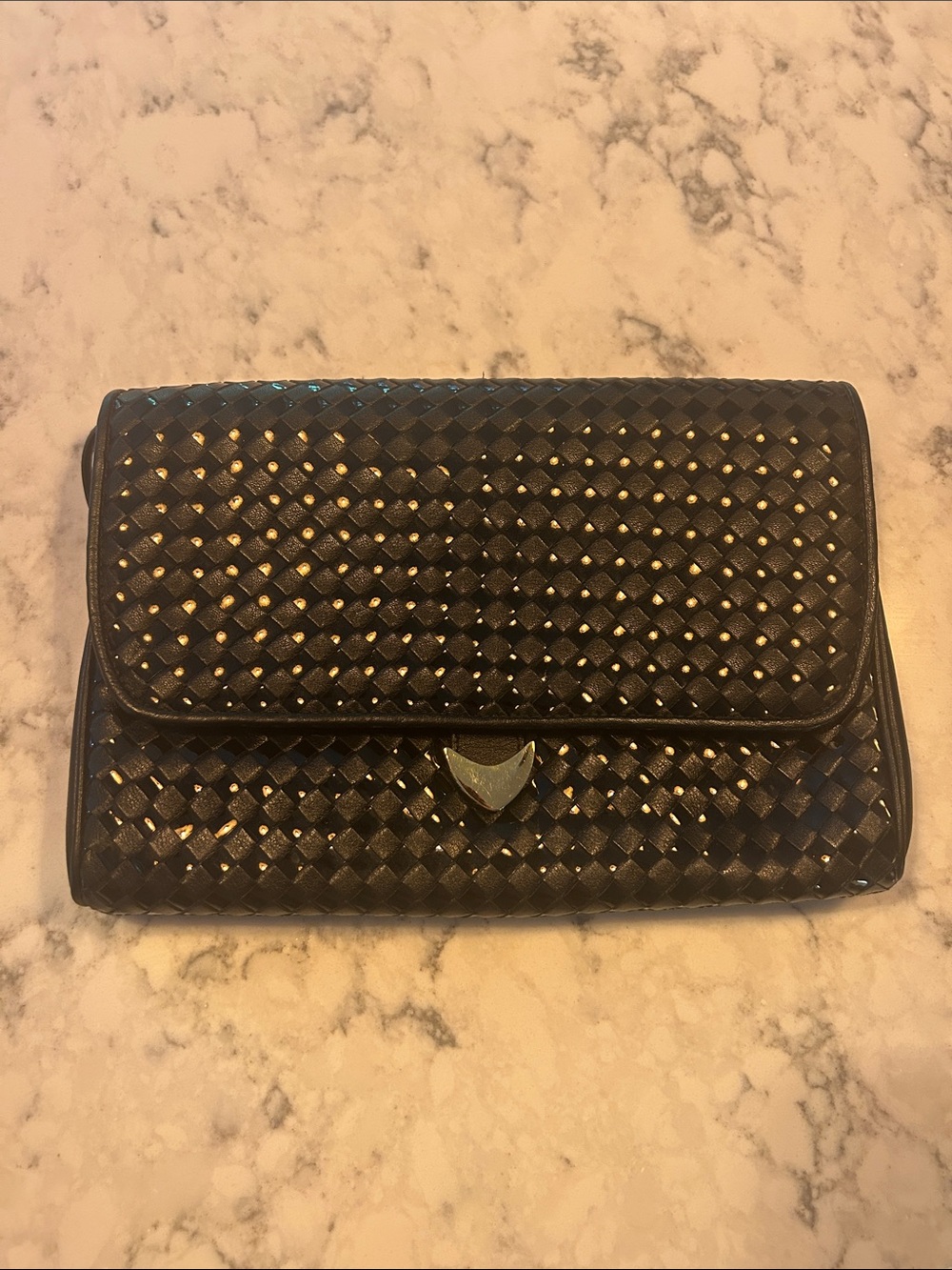 Ganson Woven Textured Black Women's Clutch